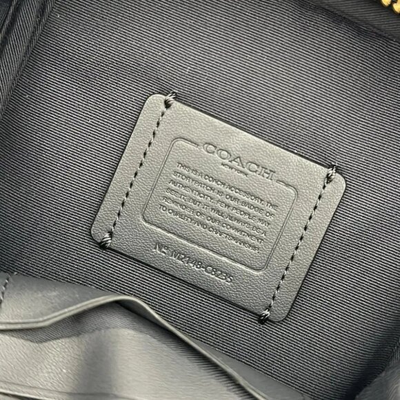 Auth COACH Stanton Crossbody Signature Chambray C8235 Dark Navy Navy Brown - - Picture 7 of 8